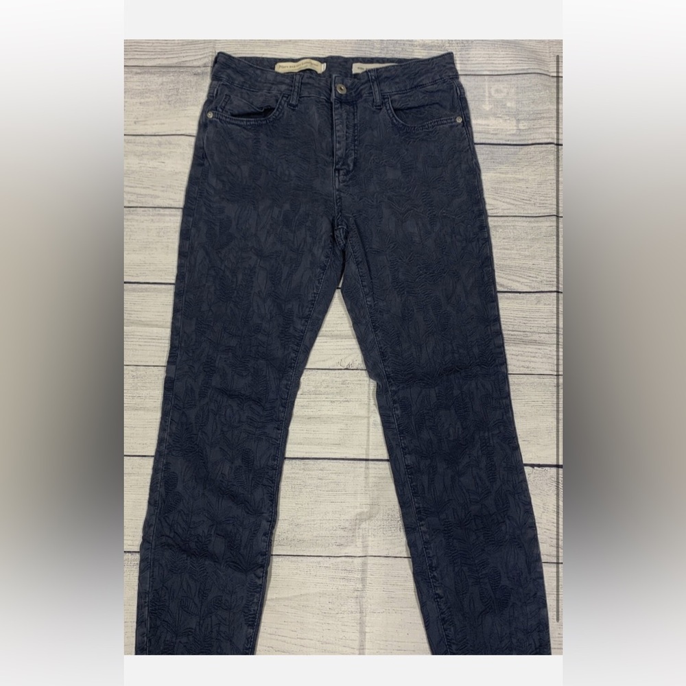 Anthropologie Pilcro and the Letterpress high rise gray jeans with floral detail
